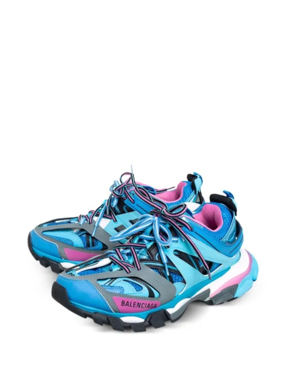 Balenciaga Women's Blue Pink Gray Track-Style Sneakers